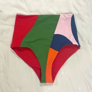 Lydia High Waist Bikini Bottoms In Red Multi